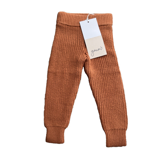 Goumi Kids Clay Baby Organic Cotton Knit Jogger Pants Size 6-12 Months NEW - Picture 1 of 4